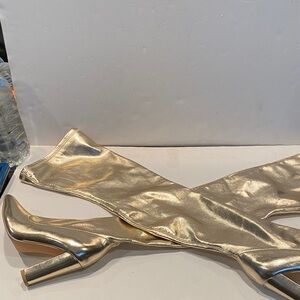 Gold Metallic Thigh-High Boots